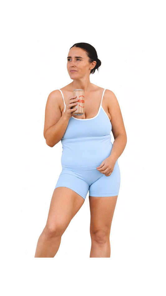 BABY BLUE TWO TONE SCRUNCH SHORTS