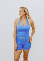 OCEAN BLUE SCRUNCH SHORTS