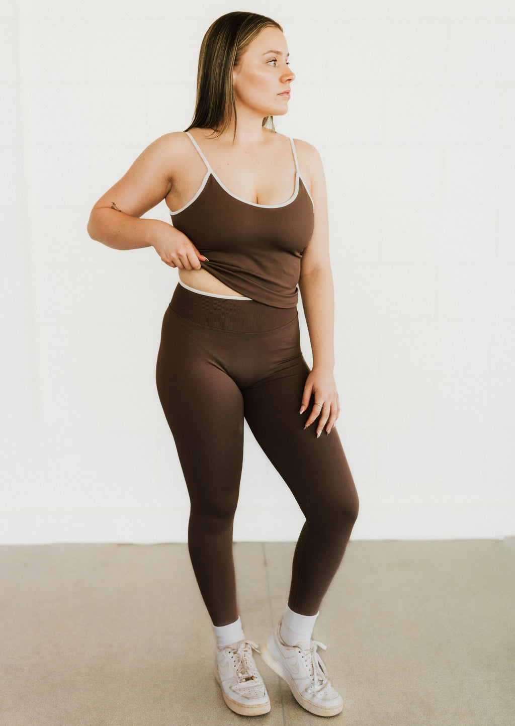 COFFEE TWO TONE SCRUNCH LEGGINGS