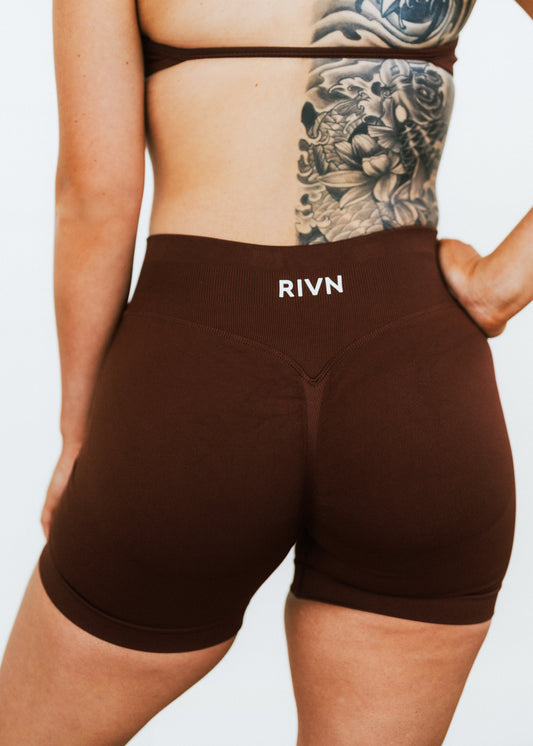 BROWN SCRUNCH SHORTS