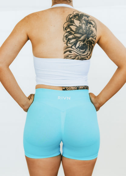 ICE BLUE SCRUNCH SHORTS