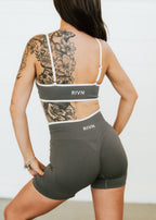 GREY TWO TONE SCRUNCH SHORTS