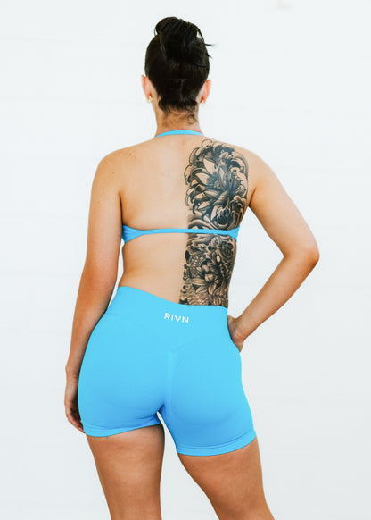 CRYSTAL BLUE SCRUNCH SHORTS