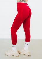CHERRY RED TWO TONE SCRUNCH LEGGINGS