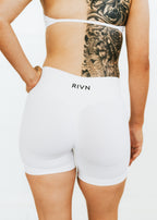 WHITE SCRUNCH SHORTS